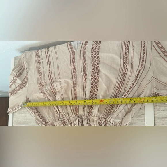 143 Story Lead Me On Tie Top Cream Stripe Long Sleeve Boho Size Small NWT - Picture 6 of 8